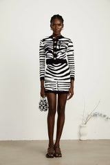 Madeleine zebra-print knitted cardigan & skirt matching set