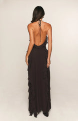 Control The Vibe Halter Maxi Dress Chocolate