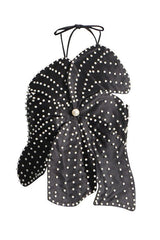 Elaine Floral Pearl Top - Black