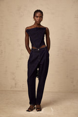 Kléber dark-blue off-shoulder denim top