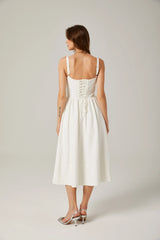 Lorraine white corset bustier midi dress