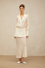 Gisèle white panelled semi-sheer maxi dress