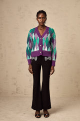 Coralie purple argyle-knit top