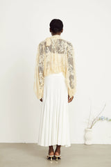 Anaïs pussy-bow embroidered tulle blouse