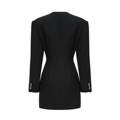 Magali black hourglass shoulder-padded mini dress