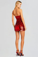 Emerson Strapless Sequin Mini Dress - Red