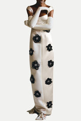 Darrah Floral Appliqué Maxi Bandage Dress - White