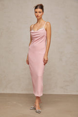 Joséphine pink crystal-embellished corset midi dress