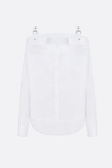 Charlize Off Shoulder Buckle Shirt - White