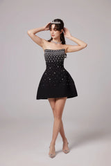 Melisande black embellished mini dress
