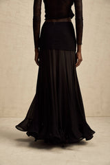 Jacqueline rayon ruffle pleated tulle maxi skirt