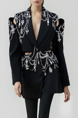 Gustina Crystal-embellished Cutout Blazer