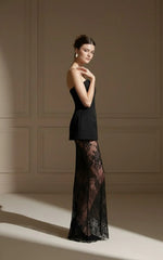Elegant Lace Strapless Maxi Set