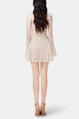 Emani Floral Lace Corset Mini Dress - Beige