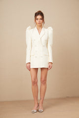 Erica white gigot-sleeve blazer