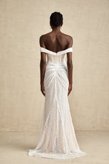 Margot white embellished off-shoulder maxi dress