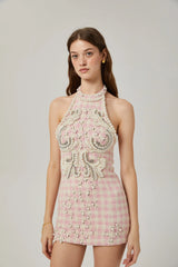 Capucine pearl-embellished mini dress