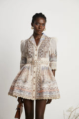 Joséphine belted V-neck mini dress