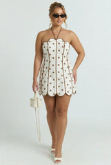 Stracciatella Scallop Mini Dress