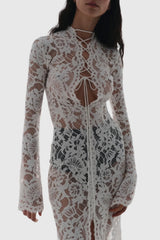 Exon Lace Up Split Midi Dress