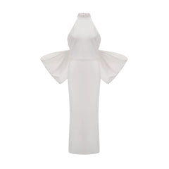 Capucine white oversize-bow bandage dress