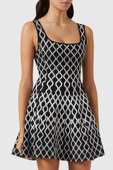 Bolboli Jacquard Knit Flared Mini Dress