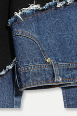 Aracela Asymmetric Patchwork Denim Top