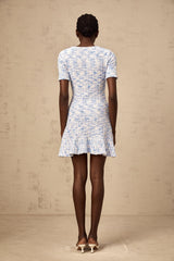 Éloïse blue checked knit mini dress