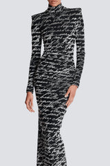 Bexley Print Velvet Long Sleeve Maxi Dress