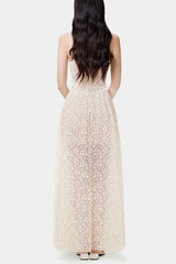 Emani Floral Lace Corset Cutout Maxi Dress - Beige