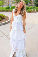 Sweetheart Neck Floral Print Layered Dress