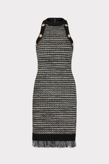 Cailean Fringe Tweed Sleeveless Mini Dress