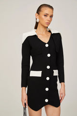 Enora black contrast-color mini dress