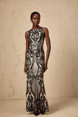 Annie sequin-embellished mesh maxi dress