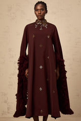 Anaïs purple sequined flared-sleeve midi dress