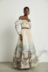 Émmanuelle pattern-print top & skirt matching set