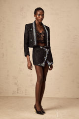 Delphine black crystal tweed jacket & skirt matching set