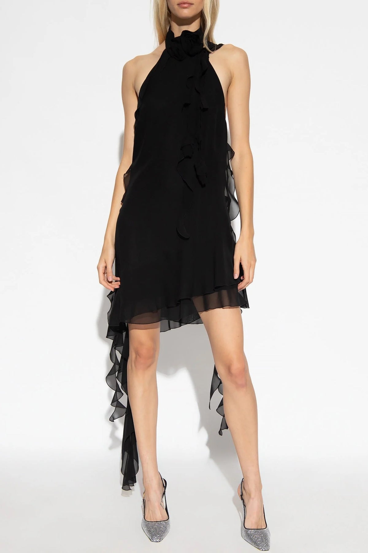 Lennoa Ruffled Halter Mini Dress - Black