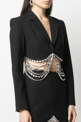 Laurel Rhinestone Cropped Blazer