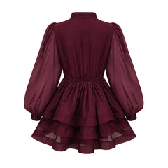 Élodie tiered flared mini dress in Red