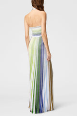 Fltya Halter Metallic Gradient Knit Maxi Dress - Green
