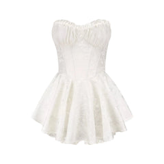 Airina lace-embroidered flared mini dress