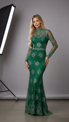 Isolde Emerald Lace Embroidered Mermaid Gown