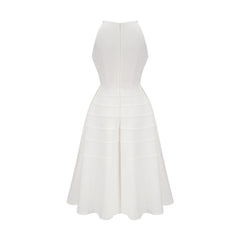 Inès white crystal-embellished midi dress