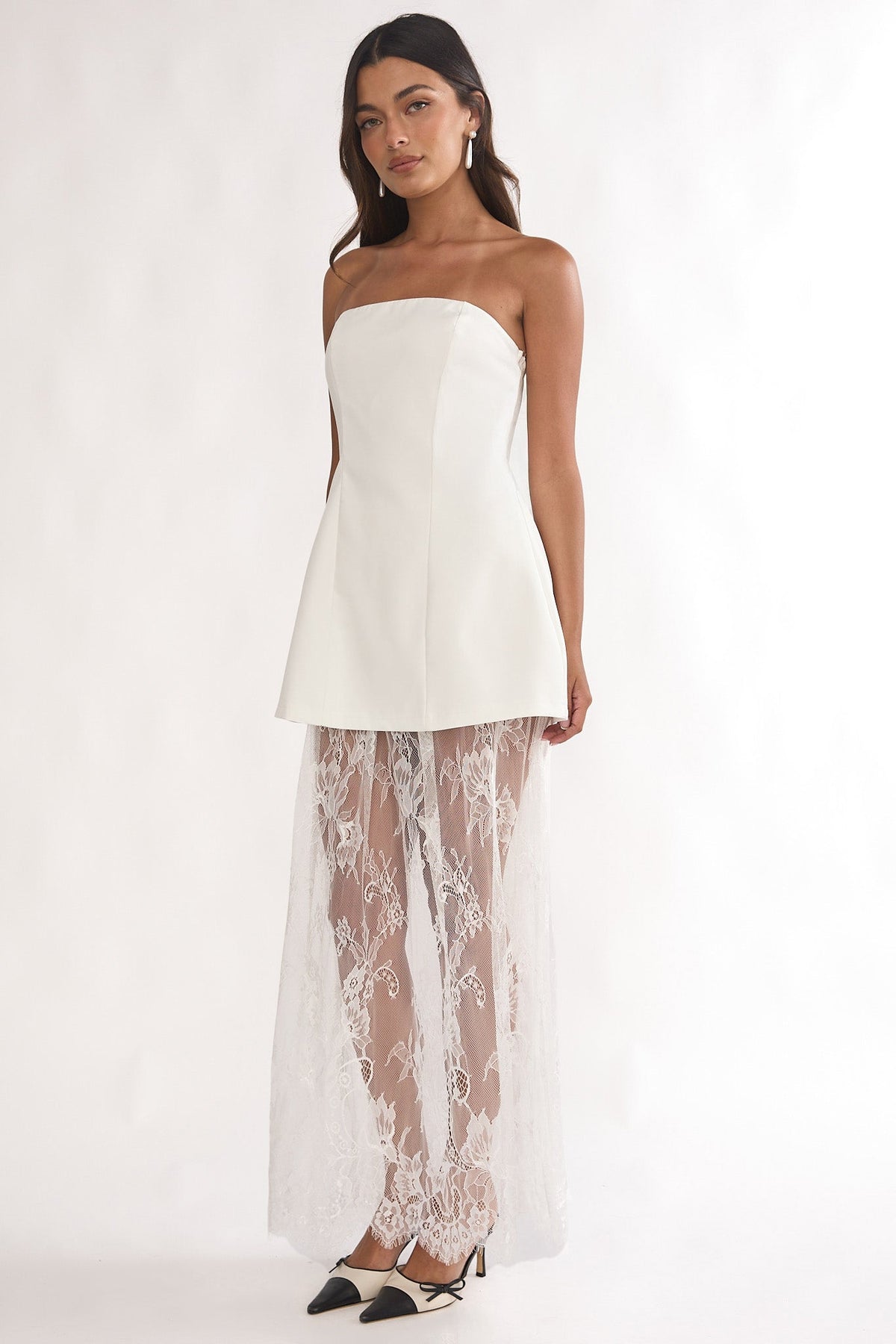 Talina Lace Skirt Set White