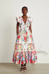 Claire floral-print ruffled midi dress