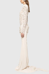 Jonella Sequin Embellished Lace Dreaped Mini Dress