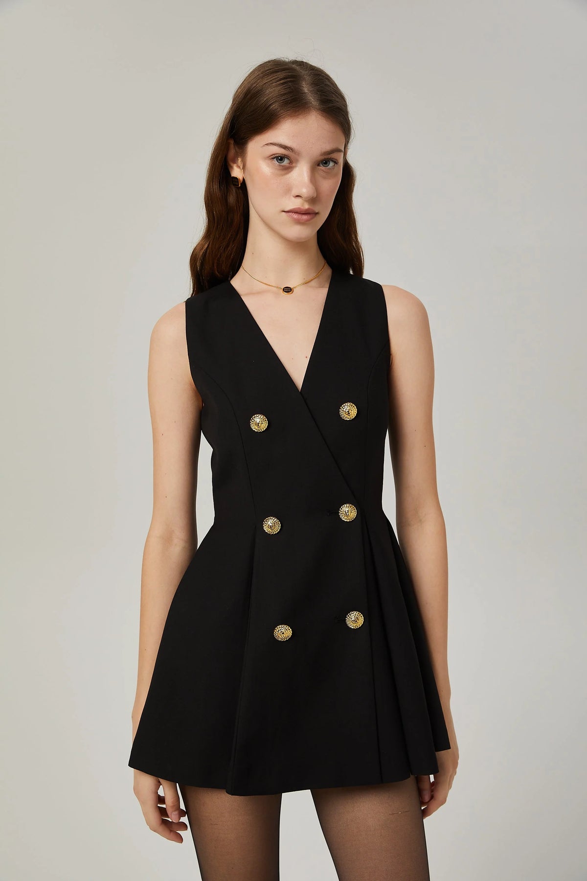 Amira double-breasted flared mini dress
