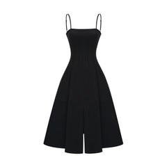 Cendrine black open-back pleated midi dress
