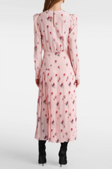 Jutalak Rose Print Pleated Midi Dress